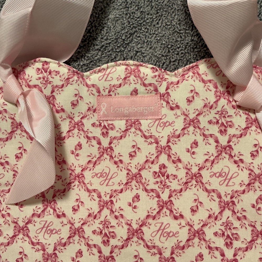 Longaberger 2009 Horizon of Hope Tote Bag Pink Floral Ribbon Handles 23694 - Picture 2 of 8